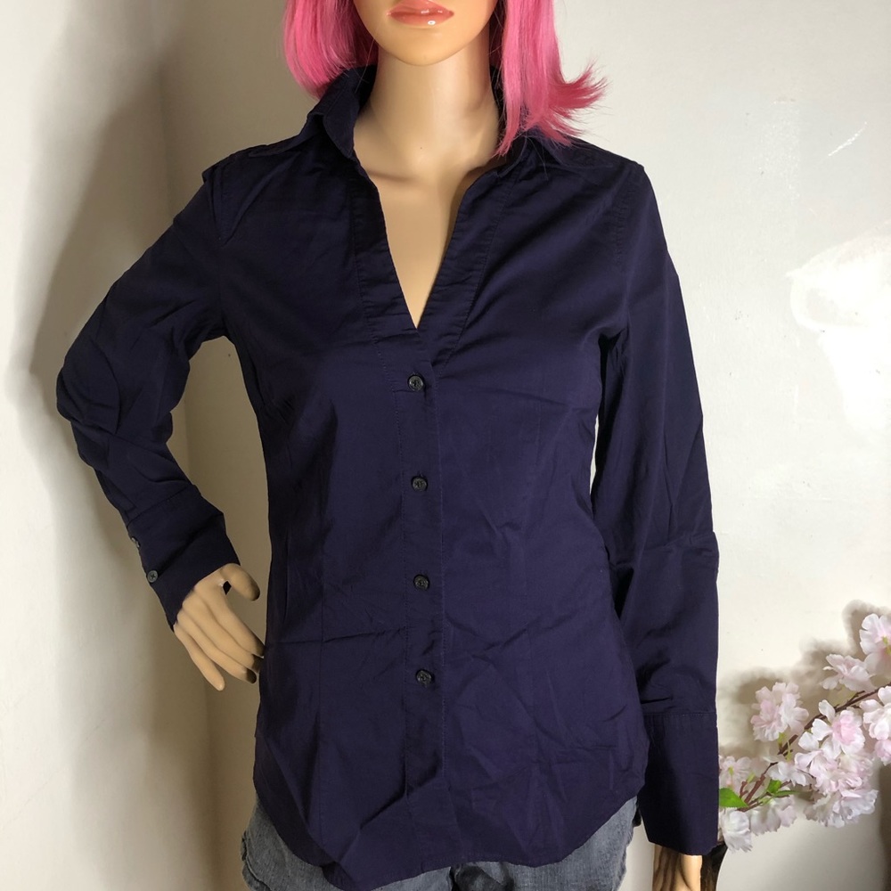 Purple Button Down Long Sleeve Blouse